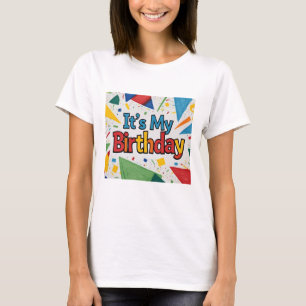 Het is mijn geboortedag geometrische Confetti T-shirt