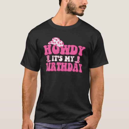 Het is mijn geboorthday Howdy Women Western Retro T-shirt (Voorkant)
