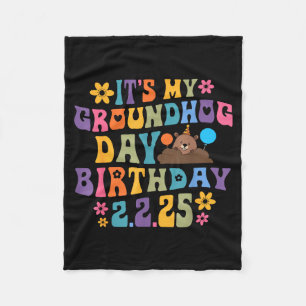 Het is mijn Groundhog Day verjaardagsfeesthoed Gra Fleece Deken