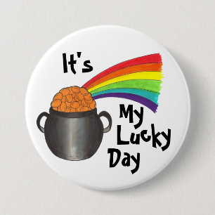 Het is mijn Lucky Day Rainbow Gold St. Patrick's D Ronde Button 7,6 Cm