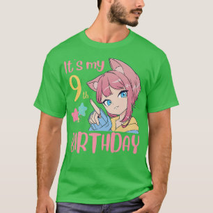 Het is mijn negende verjaardag Anime Birthday Girl T-shirt
