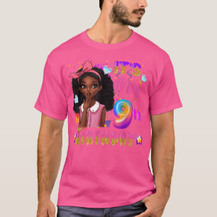 Het is mijn negende verjaardag zwarte meisjes Kind T-shirt