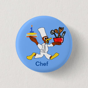 Het is mijn verjaardag chef-kok Ducky Kazoo Blue B Ronde Button 3,2 Cm