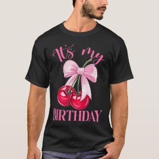 Het is mijn verjaardag Coquette strik Kers verjaar T-shirt