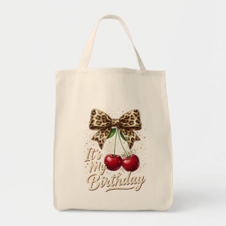 Het is mijn verjaardag Cute Cherry Luipaard Coquet Tote Bag