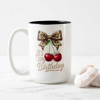 Het is mijn verjaardag Cute Cherry Luipaard Coquet Tweekleurige Koffiemok