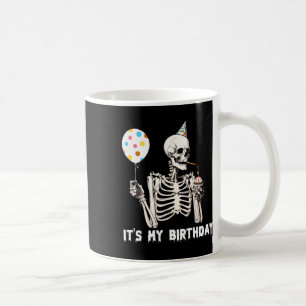 Het is mijn verjaardag Halloween Skeleton Funny Bi Koffiemok