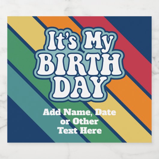 Het is mijn verjaardag - Happy Stripe Rainbow Colo Bier Etiket (Enkel label)