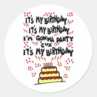 Het is mijn verjaardag, ik ga feesten met Funky Ca Ronde Sticker