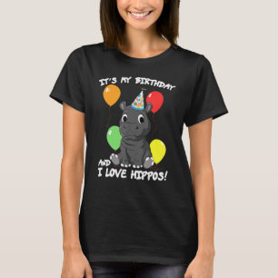 Het is mijn verjaardag ik hou van nijlpaarden meis t-shirt