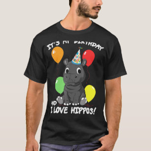 Het is mijn verjaardag ik hou van nijlpaarden meis t-shirt