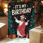 Het is mijn verjaardag Jezus Grappige Kerstmis Feestdagen Kaart