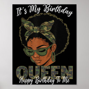 Het is mijn verjaardag Queen Zwarte Meisjes Verjaa Poster