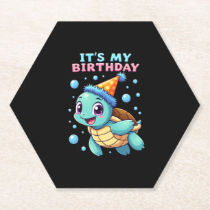 Het is mijn verjaardag Schattige zeeschildpad Ocea Kartonnen Onderzetters