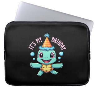 Het is mijn verjaardag Schattige zeeschildpad Ocea Laptop Sleeve
