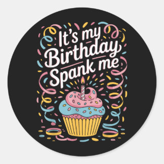 Het is mijn verjaardag Sla me voor sarcastische fe Ronde Sticker