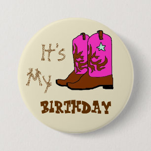 Het is mijn verjaardag Western Boots Knopen Ronde Button 7,6 Cm