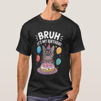 Het is mijn verjaardagsfeestje kat thema verjaarda t-shirt