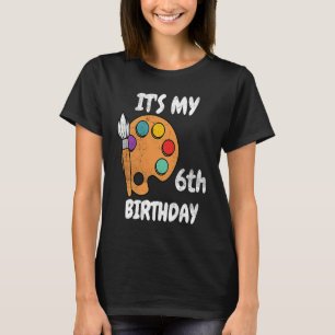 Het is mijn zesde verjaardag Verf. 6 jaar oude Man T-shirt