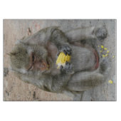 Het is Mine! .. Wild Thai Macaque Monkey Snijplank (Voorkant)