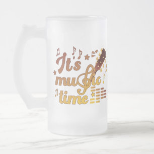 Het is muziektijd, gouden gitaar musical matglas bierpul