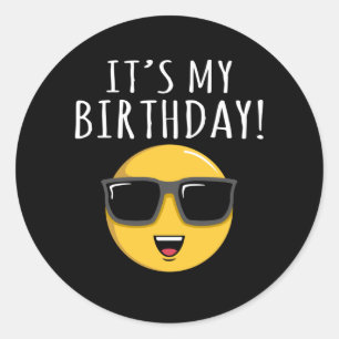 Het is mY Birthday leuke zonnebril meme Ronde Sticker
