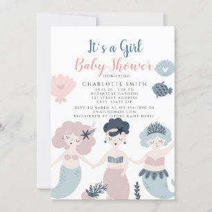 Het is 'n meisje dat een kleine zeemeermaide Baby  Kaart