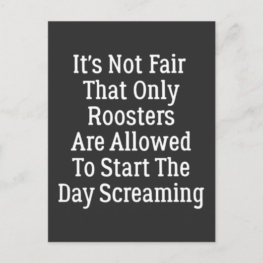 het is niet eerlijk dat Alleen Hanen Toegestaan Zi Briefkaart (Voorkant)