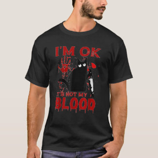 Het is niet mijn bloed zwarte kat mes voor mannen t-shirt