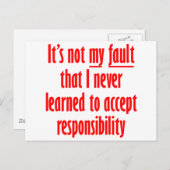 Het is niet mijn schuld briefkaart (Voorkant / Achterkant)