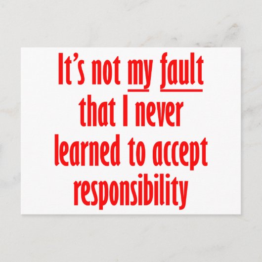 Het is niet mijn schuld briefkaart (Voorkant)