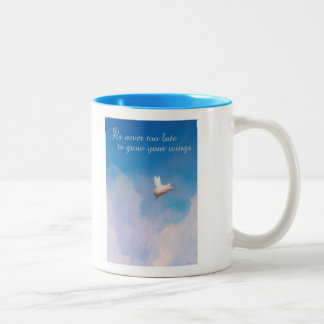 Het is nooit te laat om je vleugels te laten groei tweekleurige koffiemok