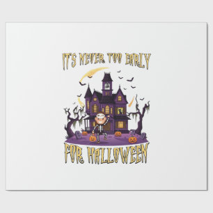 Het is nooit te vroeg Halloween Spokenhuis Skelet Cadeaupapier