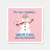 Het is NOw Mystery Detective Snowman Pink Servet (Voorkant)