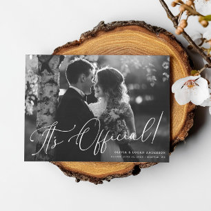 Het is officieel! Chic script huwelijksfoto elopem Kaart