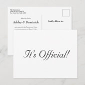 Het is officieel! Rustic Simple Wedding Announding Aankondigingskaart (Voorkant / Achterkant)