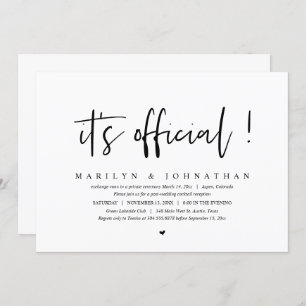 Het is officieel, Wedding Elopement Dinner en Part Kaart