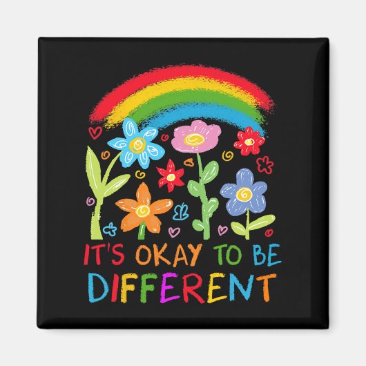 Het is OK om anders te zijn Autisme Rainbow Boho N Magneet (Voorkant)
