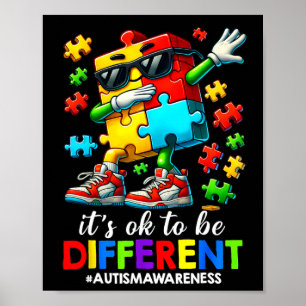 Het Is Ok Om Anders Te Zijn Dabbing Puzzel Autisme Poster