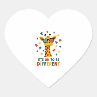 Het Is Ok Om Anders Te Zijn Giraffe Autisme Bewust Hart Sticker