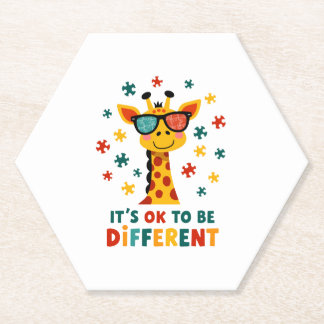 Het Is Ok Om Anders Te Zijn Giraffe Autisme Bewust Kartonnen Onderzetters