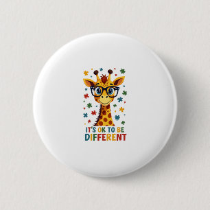 Het Is Ok Om Anders Te Zijn Giraffe Autisme Bewust Ronde Button 5,7 Cm