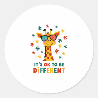 Het Is Ok Om Anders Te Zijn Giraffe Autisme Bewust Ronde Sticker