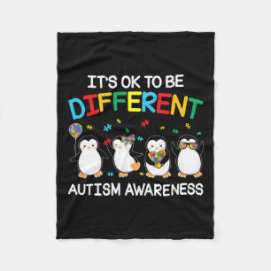 Het is OK om anders te zijn Penguin Autisme Bewust Fleece Deken