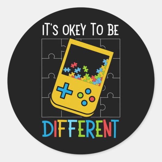 Het Is Ok Om Anders Te Zijn Videogame Controller A Ronde Sticker (Voorkant)