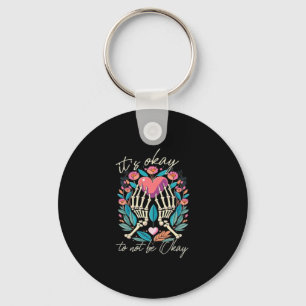 Het is ok om niet ok - skelet handen met hart sleutelhanger