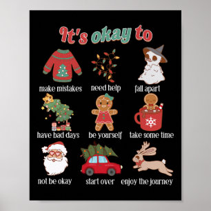 Het Is Oké Met Mentale Gezondheid Kerstmis School Poster