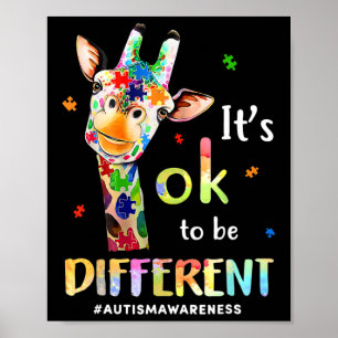 Het is oké om anders Giraffe puzzel autisme AWA zi Poster