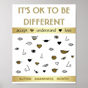 Het is oké om anders te zijn, Autism Awareness Gol Poster