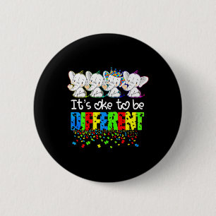 Het is oké om een ander Cute Elephant Autism-bewus Ronde Button 5,7 Cm
